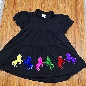Black babydoll sequin horse dress